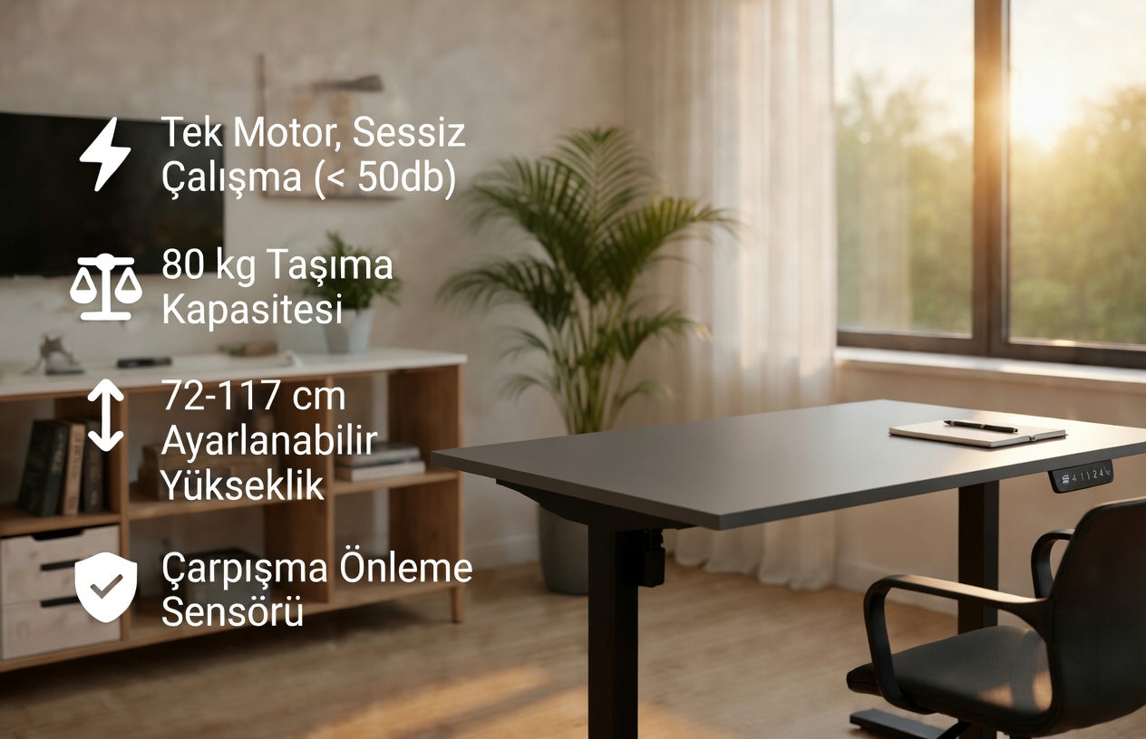Tek Motorlu Yükseklik Ayarlı Masa - Antrasit